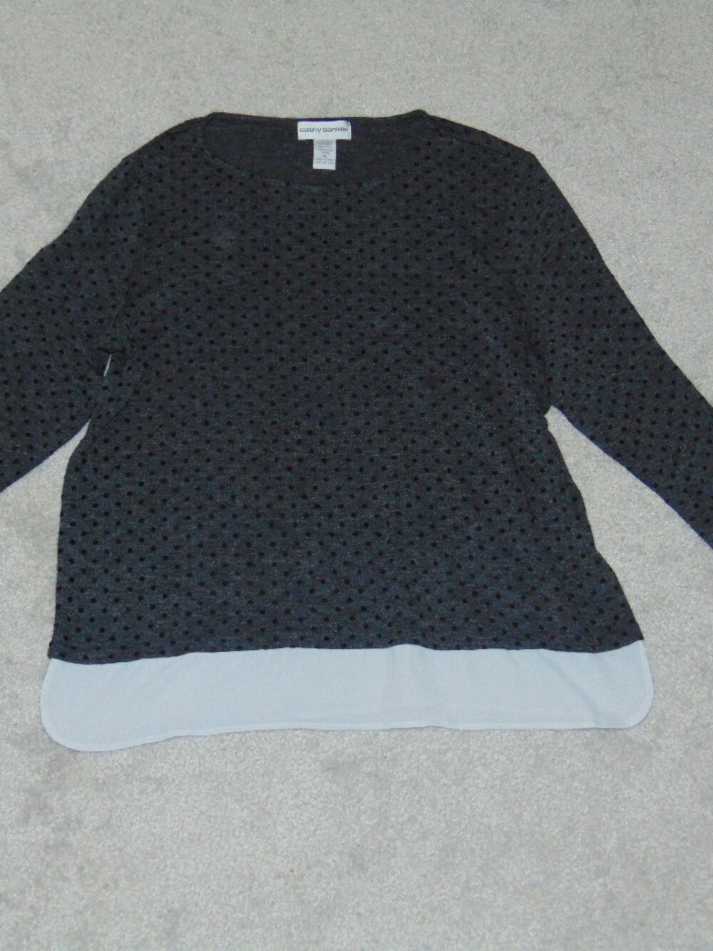 Cathy Daniels Women's Long Sleeve Size XL Blouse Top Gray Cotton